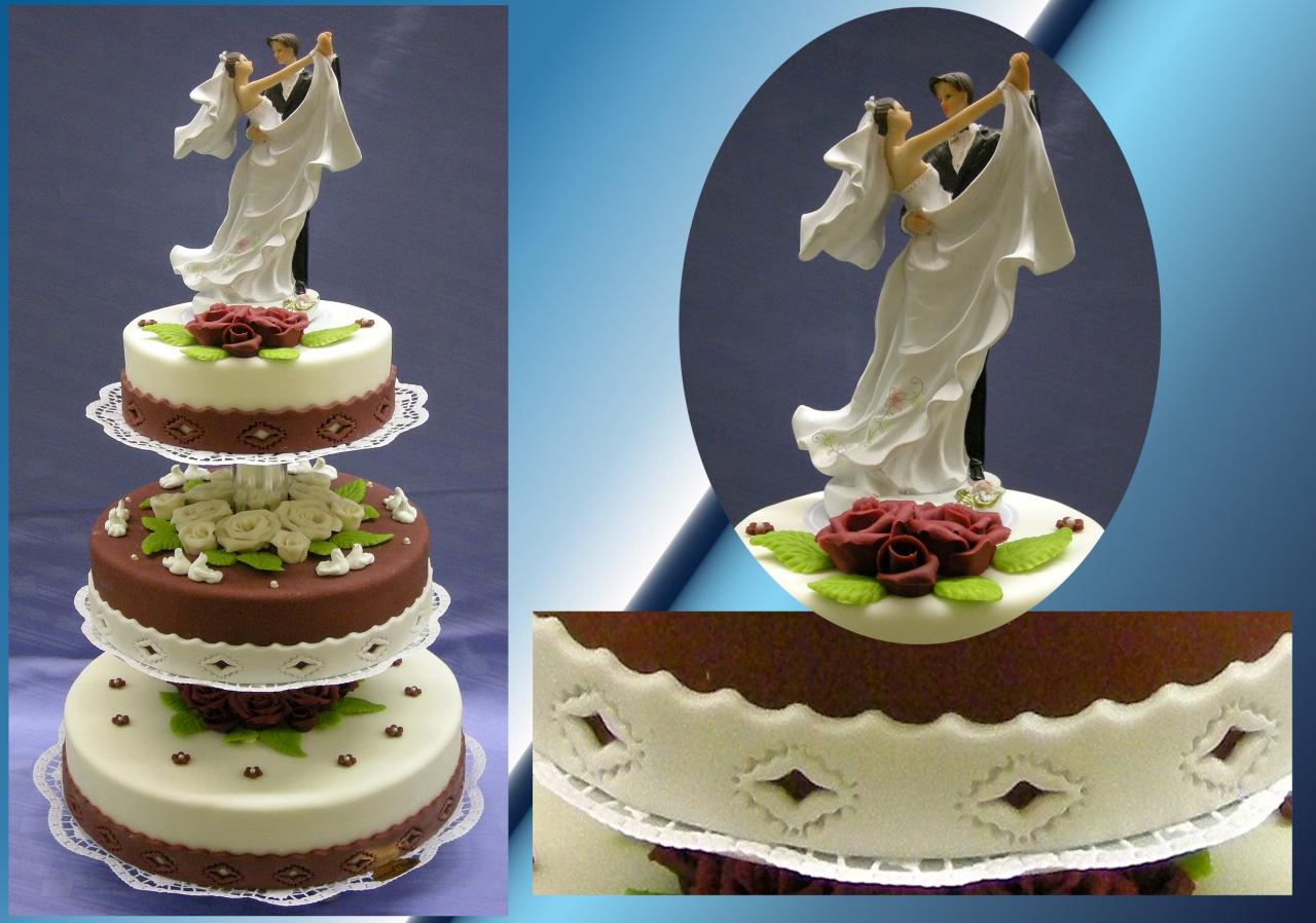 H.E.29 Etagentorte in Wei&szlig; und Bordeaux