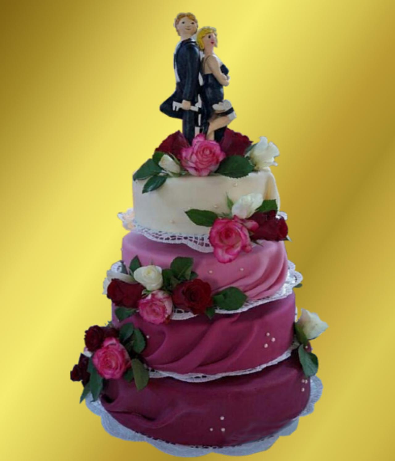 H.E.36 Hochzeits- Etagentorte mit kurzer S&auml;ule