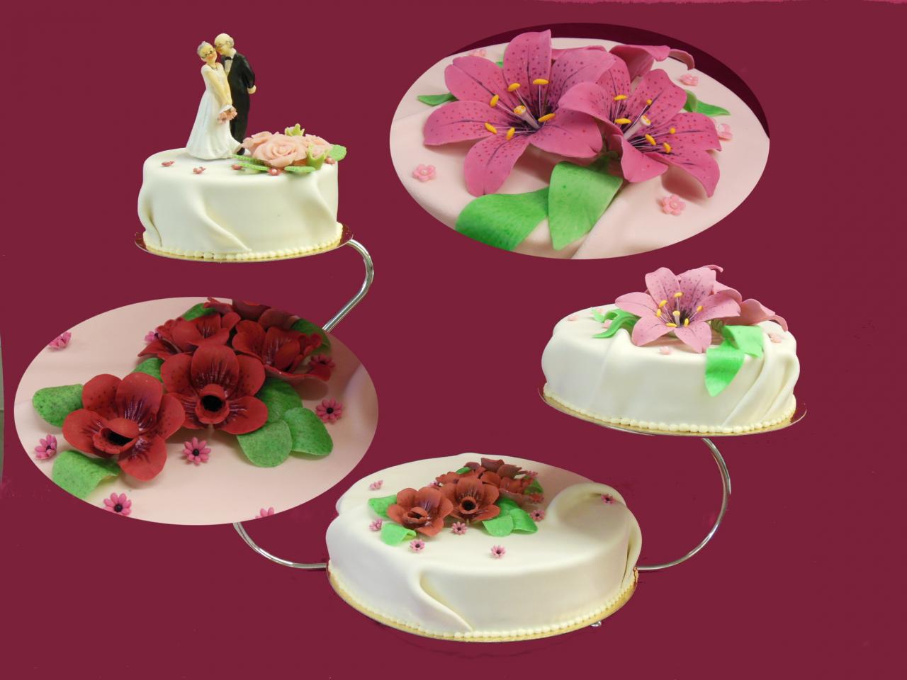 H.E.39 Hochzeitstorte auf Schwanen- Etagere